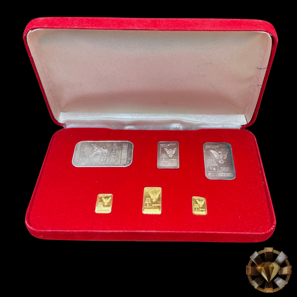 Complete Refinement Gold and Silver Bar Set w  Original Red Velvet Case Online