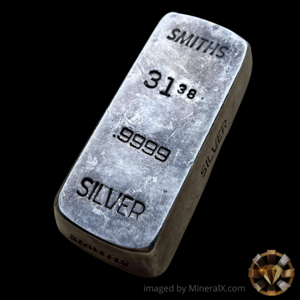Smiths 31.38 toz Vintage Poured Silver Bar For Discount